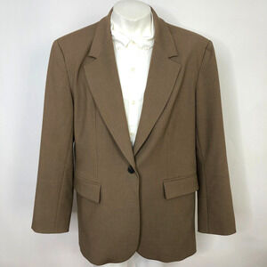 ZARA XL Men's Wool Blend one Button Blazer Suit Sport Coat Jacket Brown beige